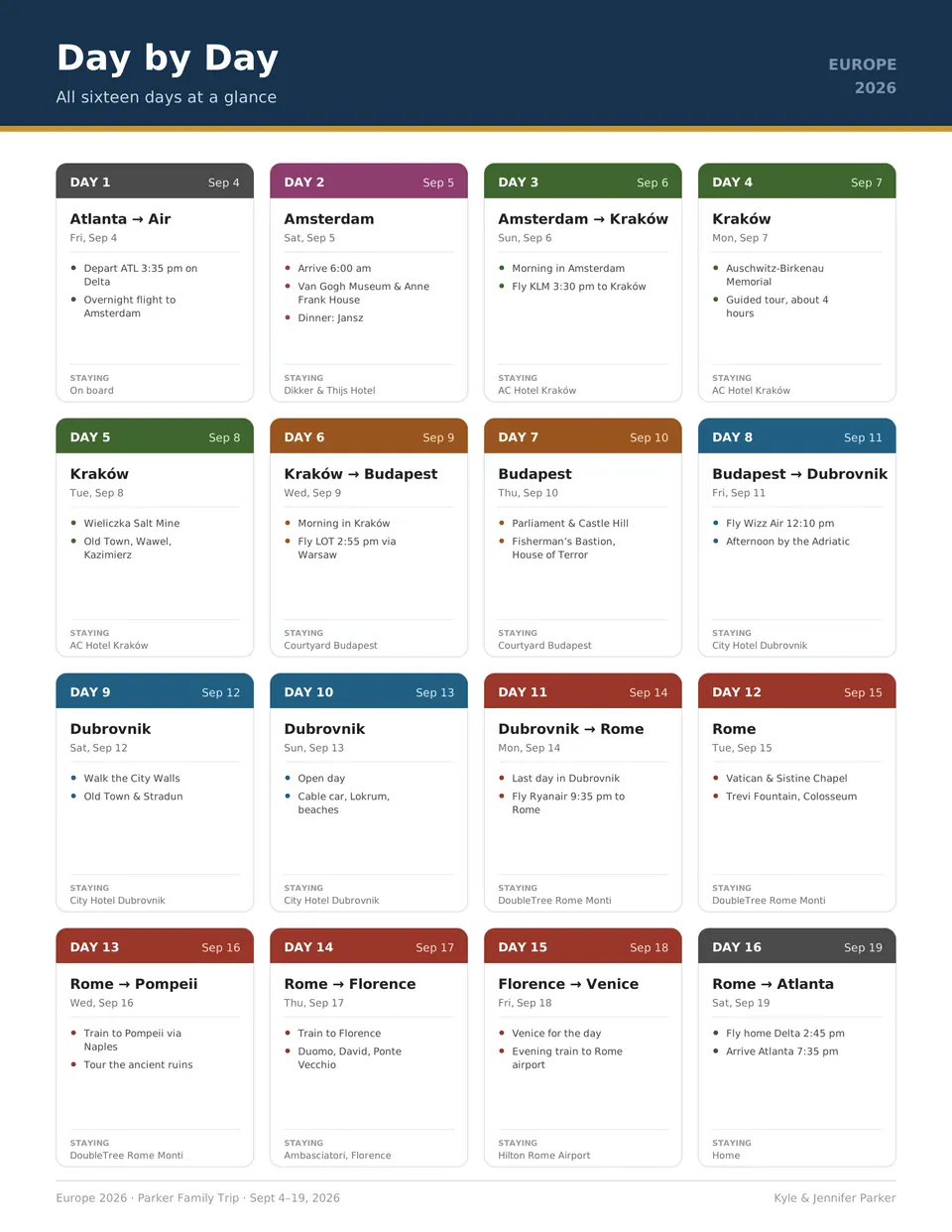 16-day calendar overview